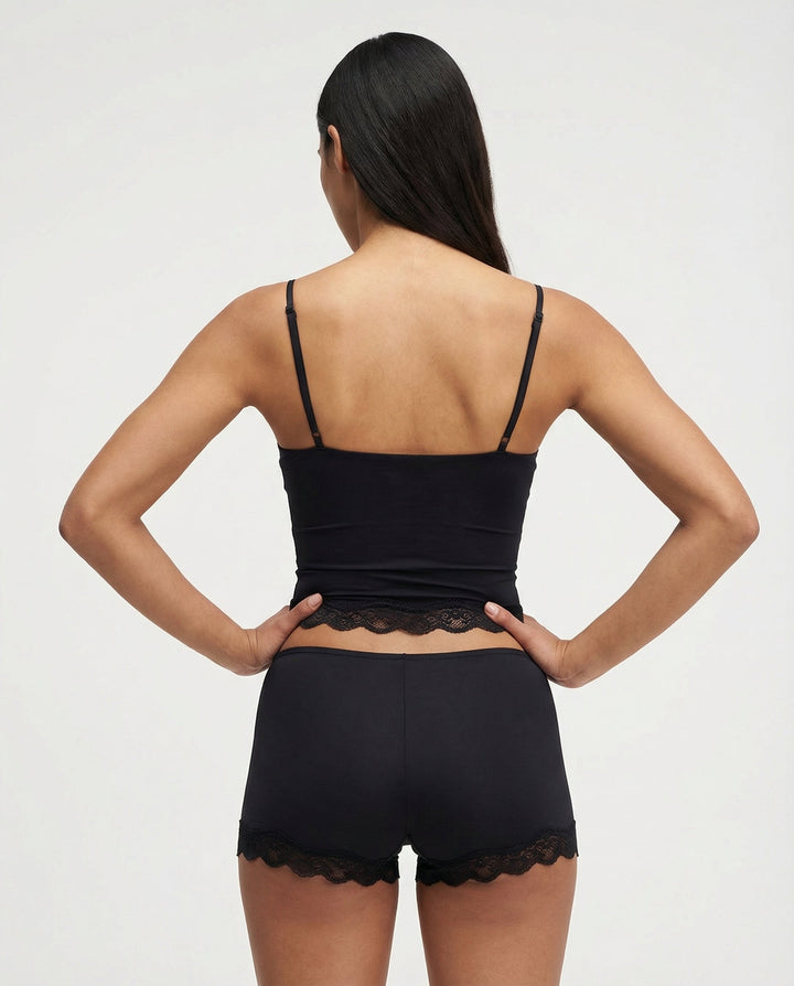 Satin Lace-Trim Camisole Set